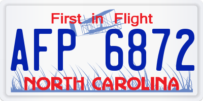NC license plate AFP6872