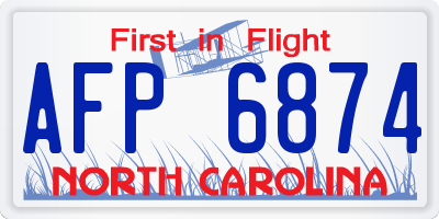 NC license plate AFP6874
