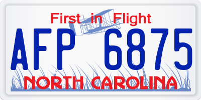 NC license plate AFP6875