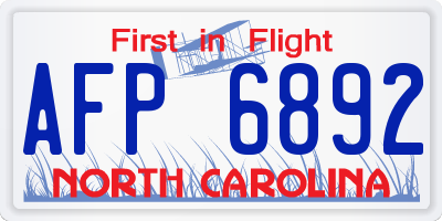 NC license plate AFP6892