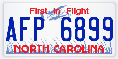 NC license plate AFP6899