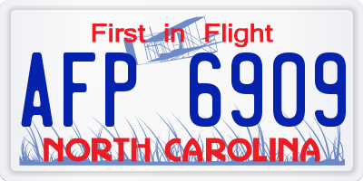 NC license plate AFP6909