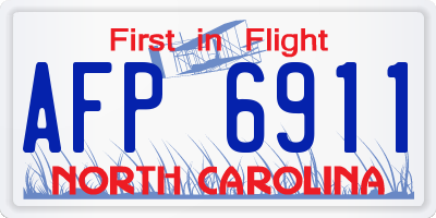 NC license plate AFP6911
