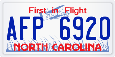 NC license plate AFP6920