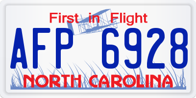 NC license plate AFP6928