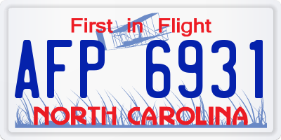NC license plate AFP6931