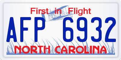 NC license plate AFP6932