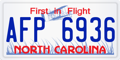 NC license plate AFP6936
