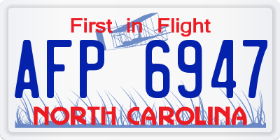 NC license plate AFP6947