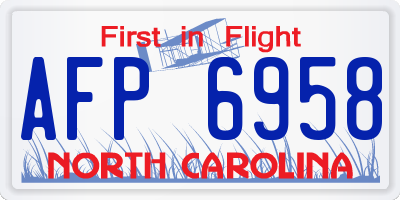 NC license plate AFP6958