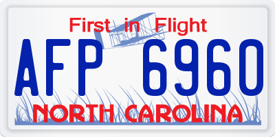 NC license plate AFP6960