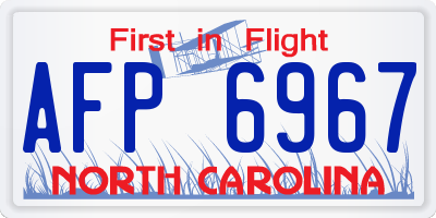 NC license plate AFP6967