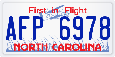 NC license plate AFP6978