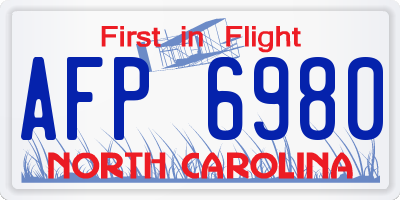NC license plate AFP6980