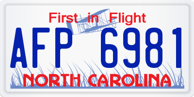NC license plate AFP6981