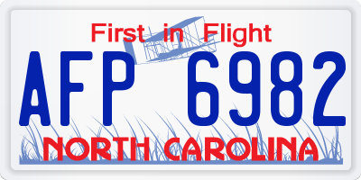 NC license plate AFP6982
