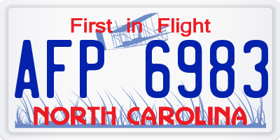 NC license plate AFP6983