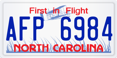 NC license plate AFP6984