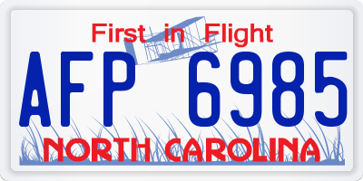 NC license plate AFP6985