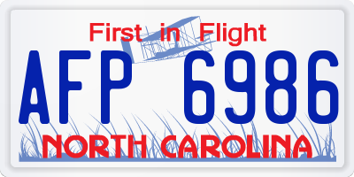 NC license plate AFP6986