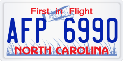 NC license plate AFP6990