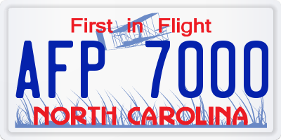 NC license plate AFP7000
