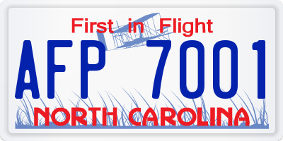 NC license plate AFP7001