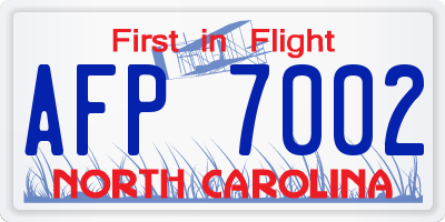 NC license plate AFP7002