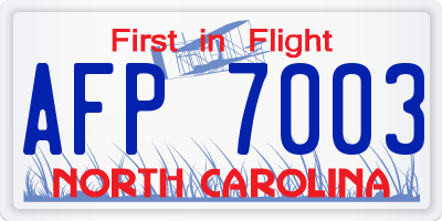 NC license plate AFP7003