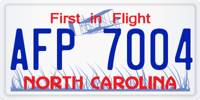 NC license plate AFP7004