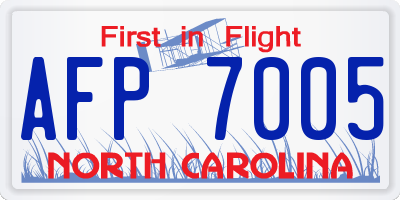 NC license plate AFP7005