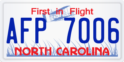 NC license plate AFP7006