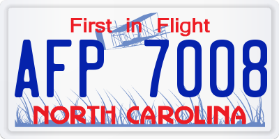 NC license plate AFP7008