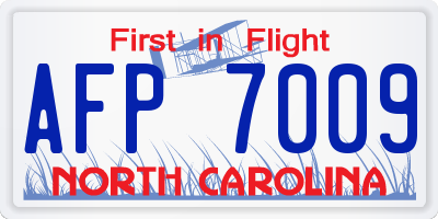 NC license plate AFP7009