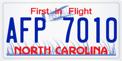 NC license plate AFP7010