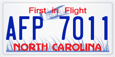 NC license plate AFP7011
