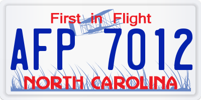 NC license plate AFP7012