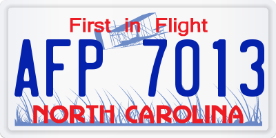 NC license plate AFP7013