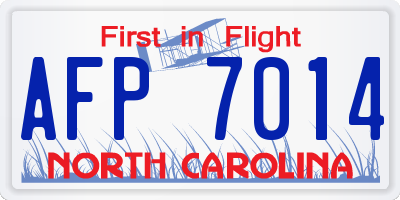 NC license plate AFP7014
