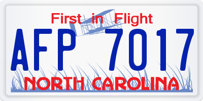 NC license plate AFP7017