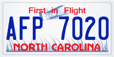 NC license plate AFP7020
