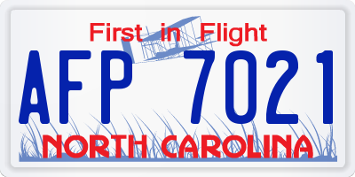 NC license plate AFP7021