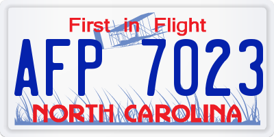 NC license plate AFP7023
