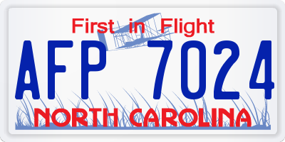 NC license plate AFP7024