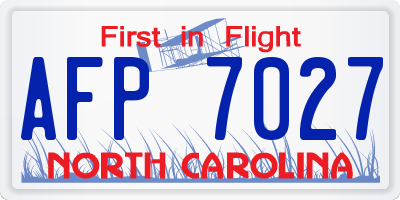 NC license plate AFP7027