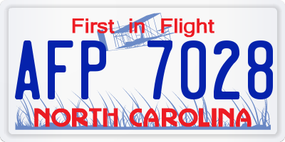 NC license plate AFP7028
