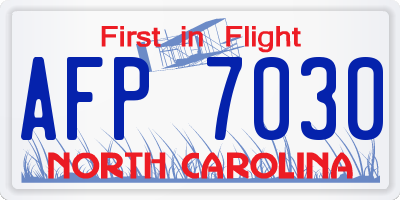 NC license plate AFP7030