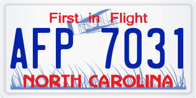 NC license plate AFP7031