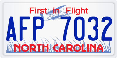 NC license plate AFP7032