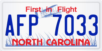 NC license plate AFP7033